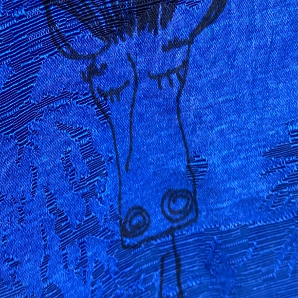 Chicos Sz 3 (XL 1X 16 18) Shirt Top Blouse Silk Linen Blue Safari Animals Jungle - Picture 3 of 7